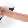 Телесный полый страпон на ремне 11" Vibrating Hollow Strap-On - 30 см.