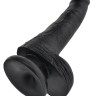 Черный фаллоимитатор с мошонкой и присоской 6" Cock with Balls - 17,8 см.