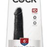 Черный фаллоимитатор с мошонкой и присоской 6" Cock with Balls - 17,8 см.