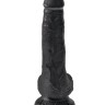 Черный фаллоимитатор с мошонкой и присоской 6" Cock with Balls - 17,8 см.