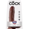 Коричневый фаллоимитатор 8" Cock with Balls - 21,3 см.