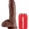 Коричневый фаллоимитатор 8" Cock with Balls - 21,3 см.