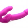 Розовый безремневой страпон с вибрацией Evoke Rechargeable Vibrating Strap On - 24,7 см.