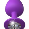 Фиолетовая анальная пробка со стразом Her Little Gem Large Plug - 9,5 см.