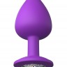 Фиолетовая анальная пробка со стразом Her Little Gem Large Plug - 9,5 см.