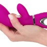 Лиловый вибратор с клиторальным отростком Super Soft Silicone Rabbit Vibrator - 20,2 см.