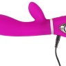 Лиловый вибратор с клиторальным отростком Super Soft Silicone Rabbit Vibrator - 20,2 см.