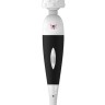 Бело-черный вибромассажёр Wand Exceed с рельефной головкой - 25 см.