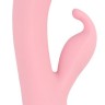 Нежно-розовый вибратор со стимулятором клитора Intimate G Rabbit - 18 см.