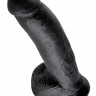 Чёрный фаллоимитатор 9" Cock with Balls - 22,9 см.