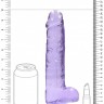 Фиолетовый фаллоимитатор Realrock Crystal Clear 9 inch - 25 см.