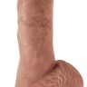 Кофейный вибромассажер со съёмной присоской 8" Vibrating Cock with Balls - 20,3 см.