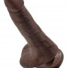 Коричневый фаллоимитатор с мошонкой и присоской 6" Cock with Balls - 17,8 см.