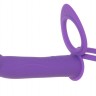 Фиолетовая вибронасадка для двойного проникновения с 2 эрекционными кольцами - 12,7 см.