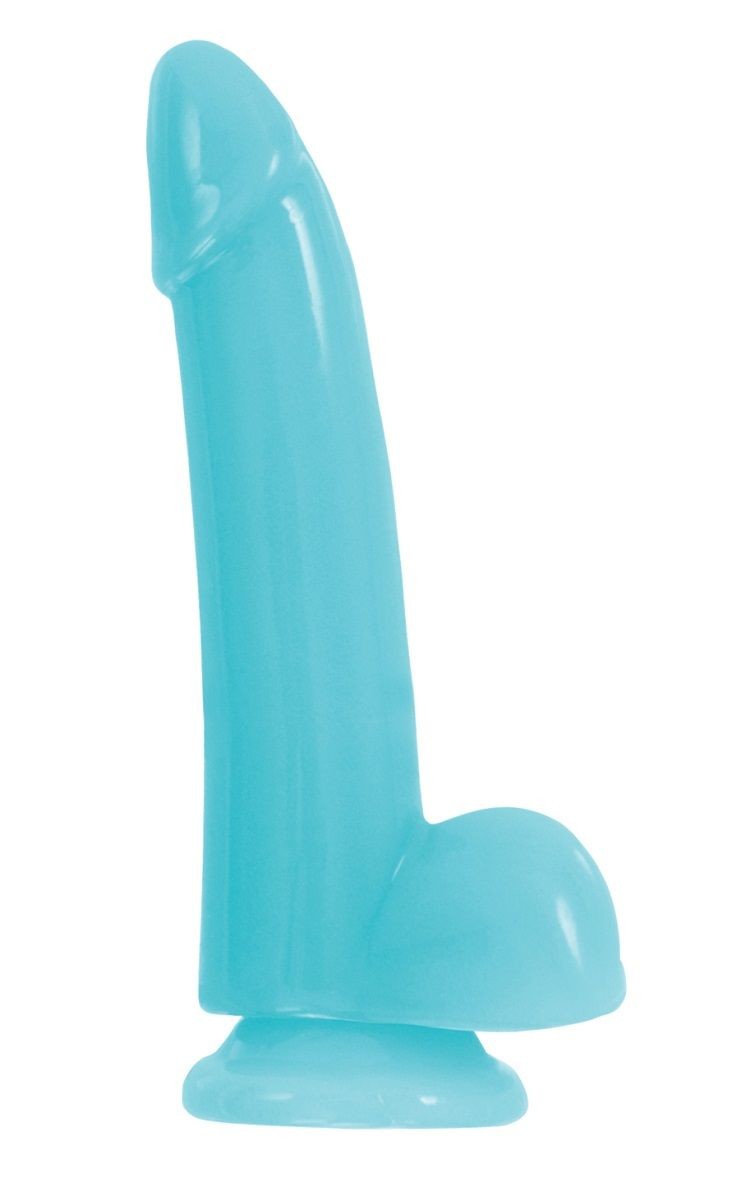 Голубой фаллоимитатор Smooth Glowing Dong 5 - 14,4 см.
