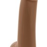 Кофейный гладкий фаллоимитатор на присоске с мошонкой Smooth 4 Inch Dildo - 14,6 см.