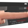 Телесный перезаряжаемый вибрострапон 11" Hollow Rechargeable Strap-on with Balls - 30 см.