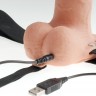 Телесный перезаряжаемый вибрострапон 11" Hollow Rechargeable Strap-on with Balls - 30 см.