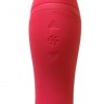 Красный двусторонний вибромассажер Heating Wand с нагревом - 22 см.