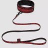 Стильный ошейник с поводком Reversible Faux Leather Collar and Lead