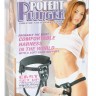 Поясной виброфаллос на кожаных трусиках POTENT PLUNGER HARNESS WITH 8 VIBRATOR - 20,2 см.