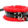 Ошейник с поводком и красным мехом BDSM Light
