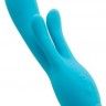 Голубой вибратор INDULGENCE Frolic Bunny - 18,5 см.