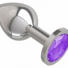 Серебристая средняя пробка с фиолетовым кристаллом - 8,5 см.