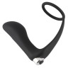 Черное эрекционное кольцо с анальной вибропробкой Vibrating Ring & Plug