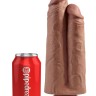 Сдвоенный кофейный фаллоимитатор на присоске 9" Two Cocks One Hole - 25,4 см.