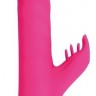 Розовый вибратор с клиторальным стимулятором Thrusting Rabbit - 25,3 см.