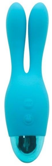 Голубой вибратор INDULGENCE Rechargeable Dream Bunny - 15 см.