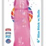 Розовый гелевый фаллоимитатор Slim Stick with Balls - 15,2 см.