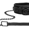 Черный широкий ошейник с поводком Luxury Collar with Leash