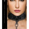 Черный широкий ошейник с поводком Luxury Collar with Leash