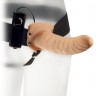 Телесный полый вибрострапон The Extender Plus Vibrating Hollow Strap On - 20,5 см.