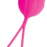Розовый рельефный вагинальный шарик со шнурком