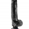 Чёрный виброфаллос со съемной присоской 9" Vibrating Cock with Balls - 22,9 см.