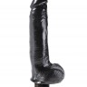 Чёрный виброфаллос со съемной присоской 9" Vibrating Cock with Balls - 22,9 см.