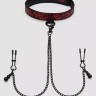Ошейник с зажимами для сосков Reversible Collar Nipple Clamps