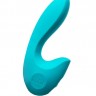 Бирюзовый вибратор Sense Max с клиторальным стимулятором - 16 см.
