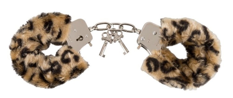 Леопардовые меховые наручники Love Cuffs Leo