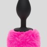 Черная анальная пробка с розовым хвостом Medium Bunny Tail Butt Plug