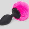 Черная анальная пробка с розовым хвостом Medium Bunny Tail Butt Plug