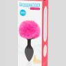 Черная анальная пробка с розовым хвостом Medium Bunny Tail Butt Plug