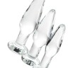 Набор из трех стеклянных анальных пробок с круглым ограничителем Sexus Glass
