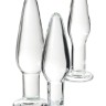Набор из трех стеклянных анальных пробок с круглым ограничителем Sexus Glass