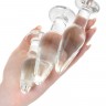 Набор из трех стеклянных анальных пробок с круглым ограничителем Sexus Glass
