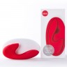 Красный вибратор Sense Max с клиторальным отростком - 16 см.