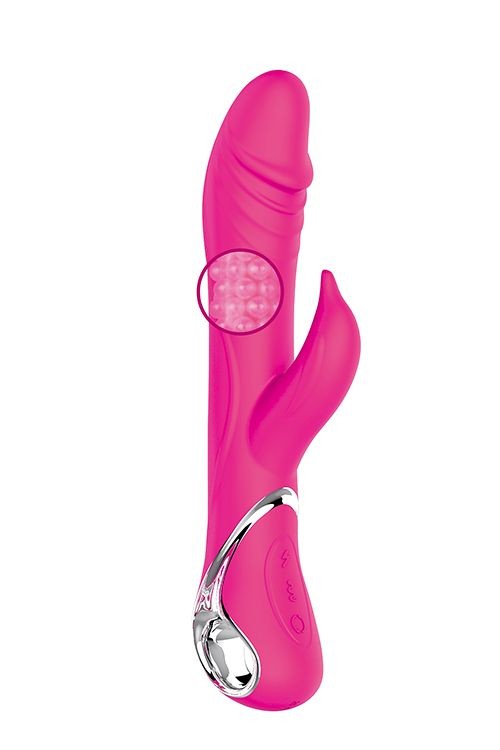 Розовый вибратор-ротатор N 40 RECHARGEABLE DUO VIBRATOR - 23 см.